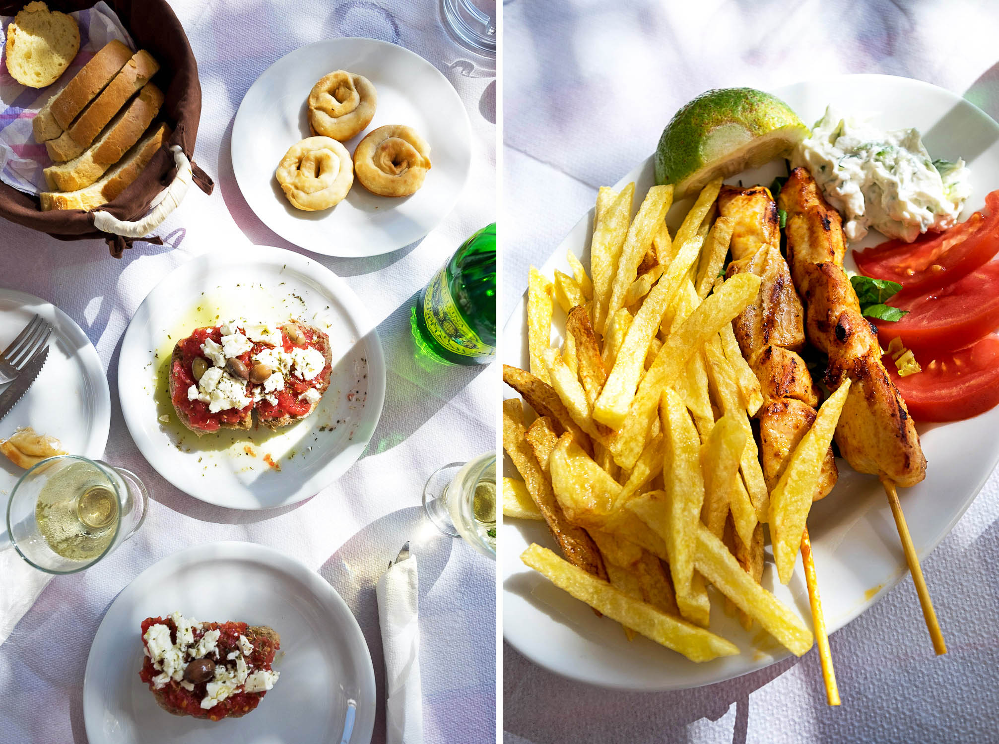 Souvlaki in a Greek taverna Latsida, Grece