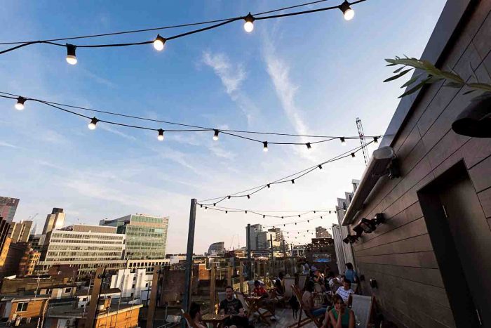 The Lido rooftop terrace at The Curtain Hotel in Shoreditch, London 