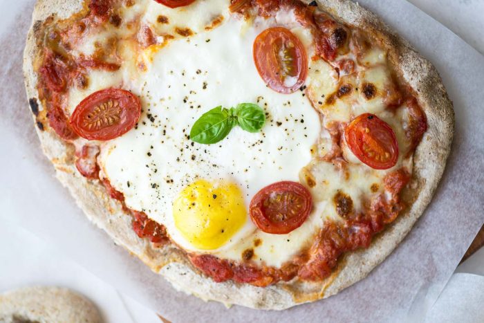 Cherry Tomato, Mozzarella & Egg Breakfast Pizza