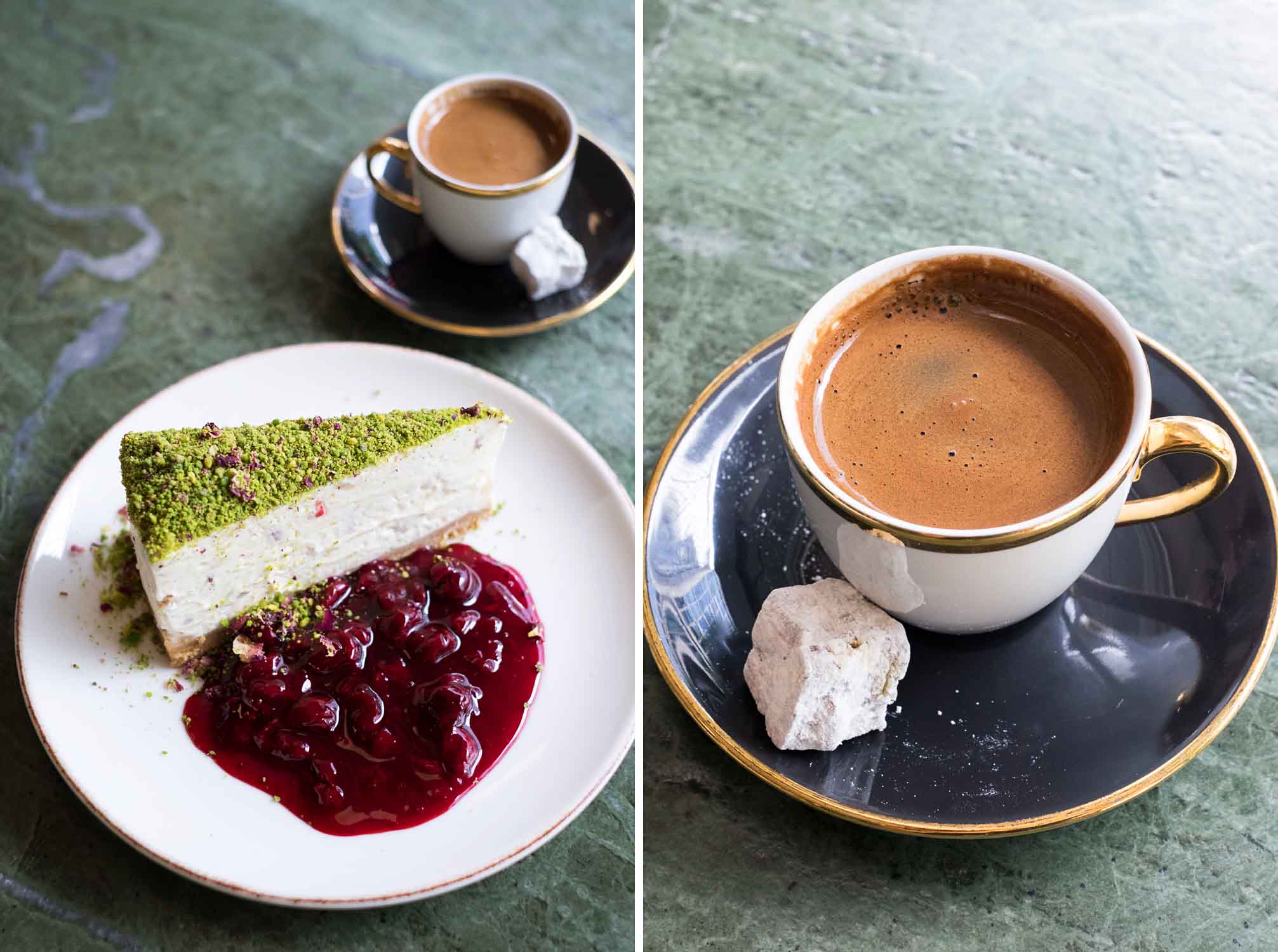 Turkish coffee and Pistachio cheesecake - From the streets of Istanbul to London: an authentic Turkish meal at Yosma in Marylebone