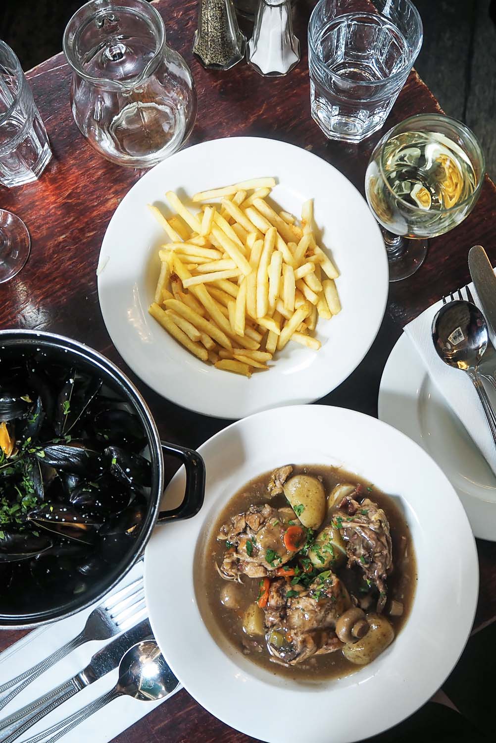 Moules Frites and Coq au Vin | French Dining at Le Garrick restaurant in Covent Garden, London