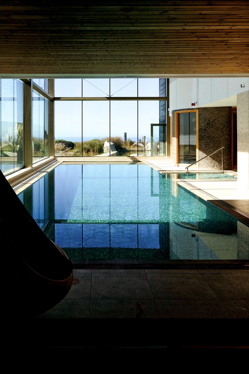 Indoor swimming pool at The Scarlet hotel | A 5-day guide to beautiful Cornwall by Mondomulia
